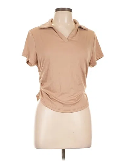 Pre-owned Shein Short Sleeve Turtleneck In Tan