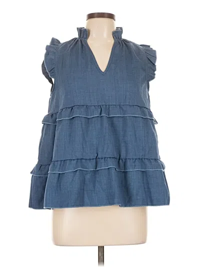 Pre-owned Shein Sleeveless Blouse In Blue