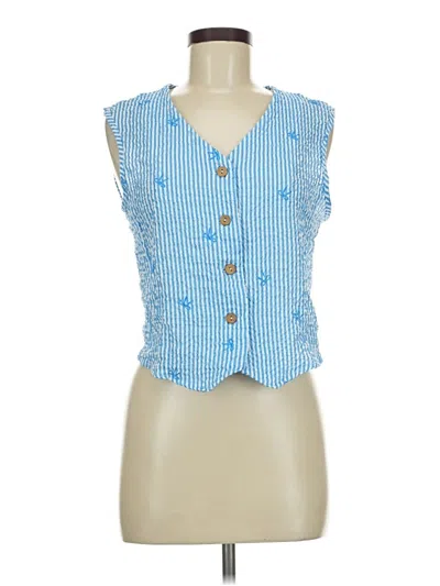 Pre-owned Shein Sleeveless Blouse In Blue