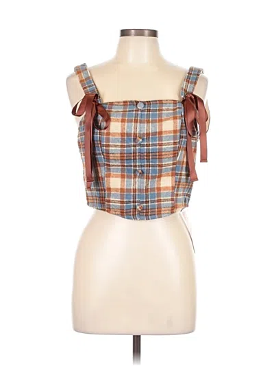 Shein Sleeveless Blouse In Brown