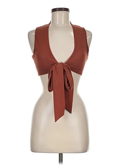 Pre-owned Shein Sleeveless Blouse In Brown