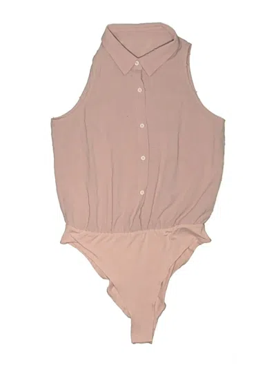 Pre-owned Shein Sleeveless Button Down Shirt In Brown