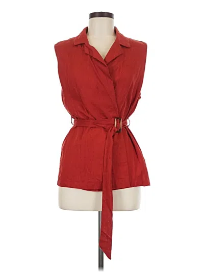 Pre-owned Shein Sleeveless Button Down Shirt In Red