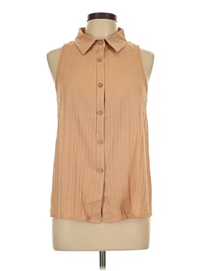 Pre-owned Shein Sleeveless Button Down Shirt In Tan