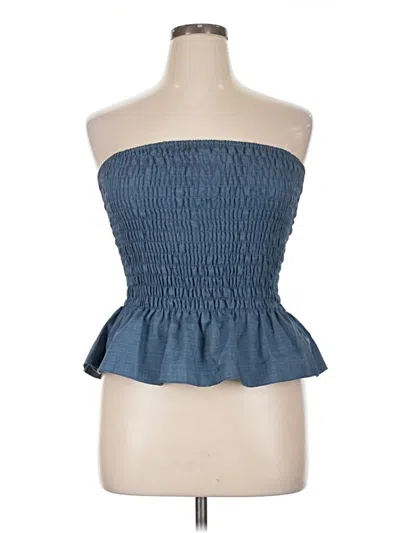 Pre-owned Shein Sleeveless Top Blue Strapless Neckline Tops