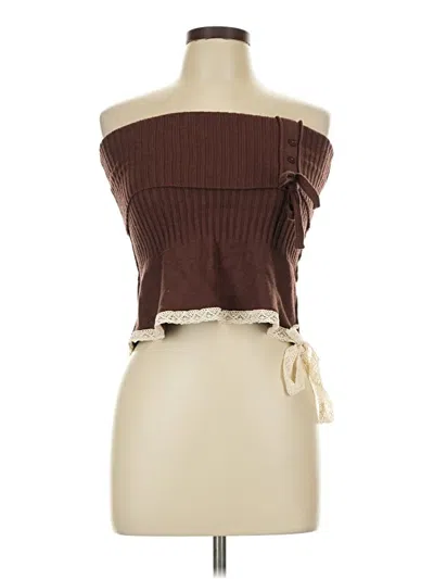 Pre-owned Shein Sleeveless Top Brown Strapless Neckline Tops