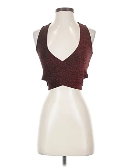 Shein Sleeveless Top Burgundy Halter Neckline Tops