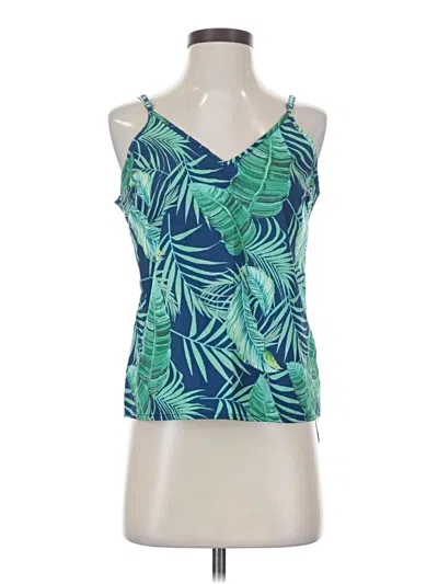 Shein Sleeveless Top Green Halter Neckline Tops In Multi