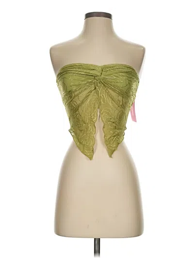 Shein Sleeveless Top Green Strapless Neckline Tops