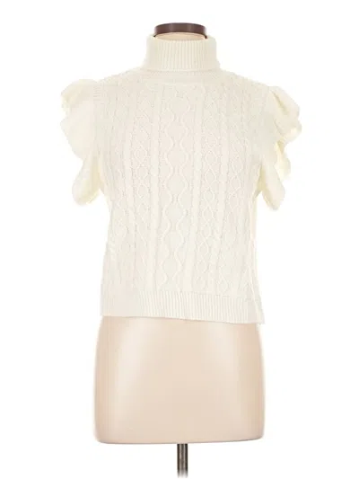 Pre-owned Shein Sleeveless Top Ivory Mock Neckline Tops In White