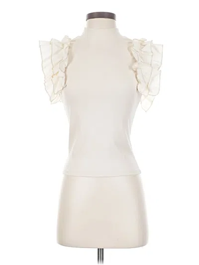 Pre-owned Shein Sleeveless Top Ivory Ruffles Neckline Tops In White