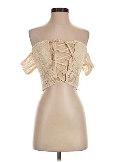 Pre-owned Shein Sleeveless Top Ivory Strapless Neckline Tops