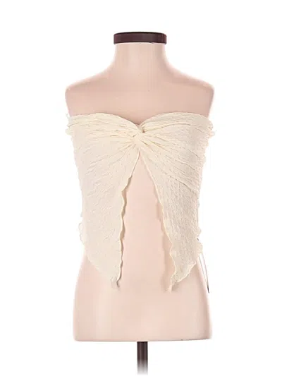 Shein Sleeveless Top Ivory Strapless Neckline Tops In White