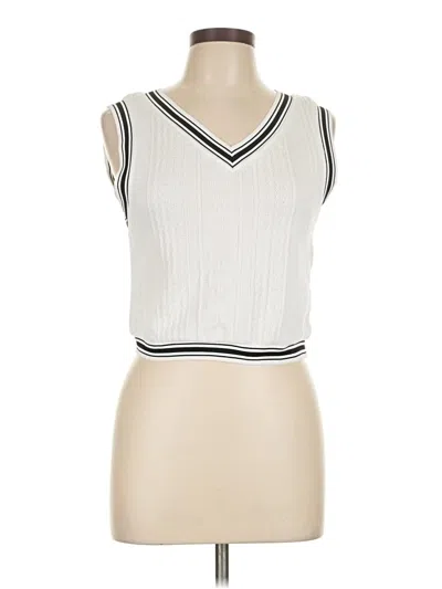 Pre-owned Shein Sleeveless Top Ivory V Neck Tops In White