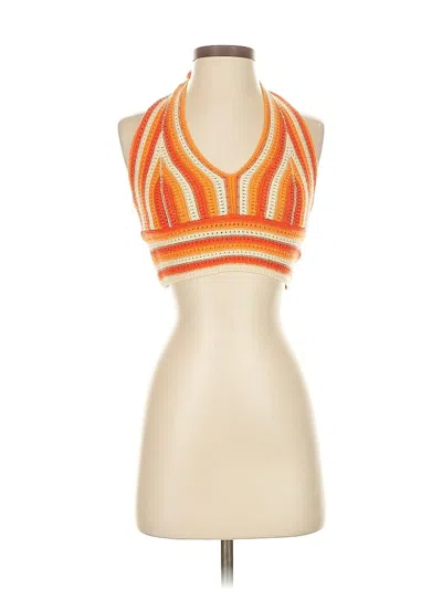 Pre-owned Shein Sleeveless Top Orange Halter Neckline Tops