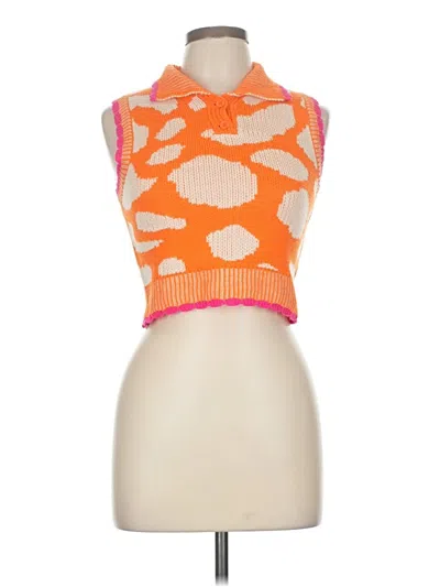 Pre-owned Shein Sleeveless Top Orange Halter Neckline Tops