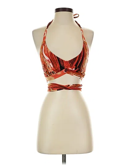Pre-owned Shein Sleeveless Top Orange Halter Neckline Tops
