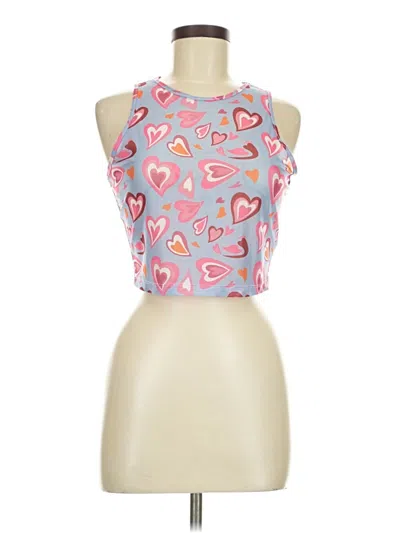 Pre-owned Shein Sleeveless Top Pink Hearts Pattern Sweetheart Neckline Tops