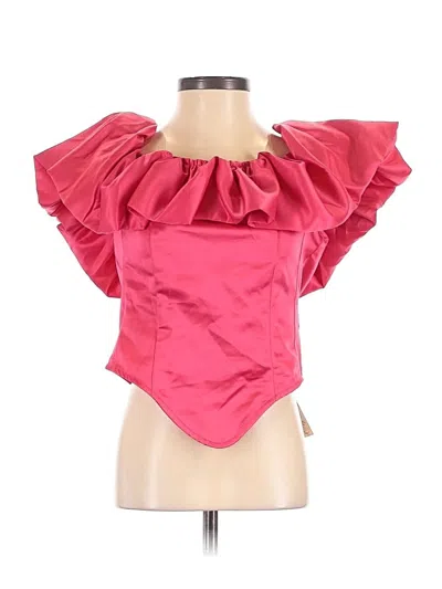 Shein Sleeveless Top Pink Ruffles Neckline Tops