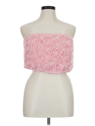 Pre-owned Shein Sleeveless Top Pink Strapless Neckline Tops