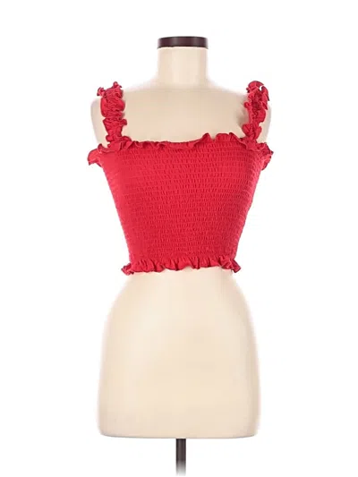 Shein Sleeveless Top Red Strapless Neckline Tops