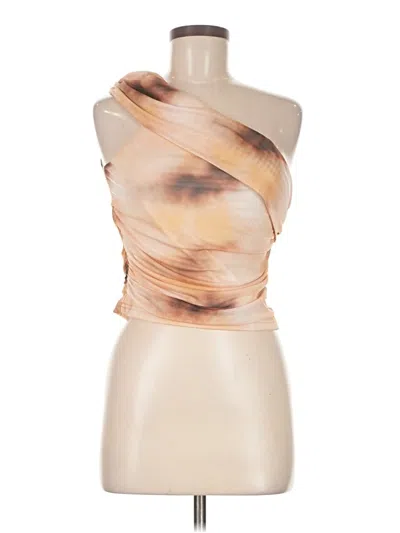 Pre-owned Shein Sleeveless Top Tan One Shoulder Neckline Tops In Brown
