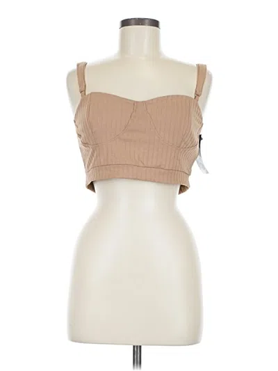 Shein Sleeveless Top Tan Strapless Neckline Tops In Brown