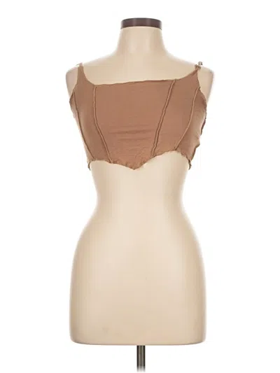 Pre-owned Shein Sleeveless Top Tan Strapless Neckline Tops In Brown