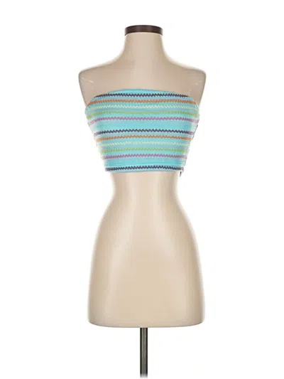 Pre-owned Shein Sleeveless Top Teal Strapless Neckline Tops In Blue