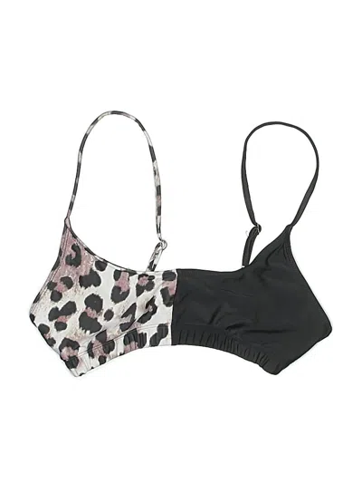 Pre-owned Shein Swimsuit Top Black Animal Print Pattern Swimwear