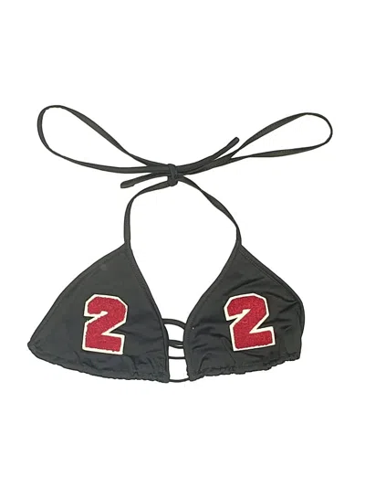 Pre-owned Shein Swimsuit Top Black Graphic Pattern Swimwear