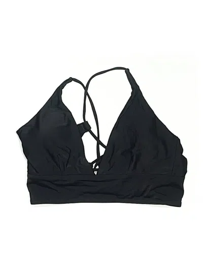 Pre-owned Shein Swimsuit Top Black Solid Pattern Swimwear