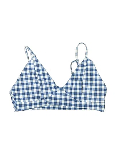 Pre-owned Shein Swimsuit Top Blue Checkered/gingham Pattern Swimwear