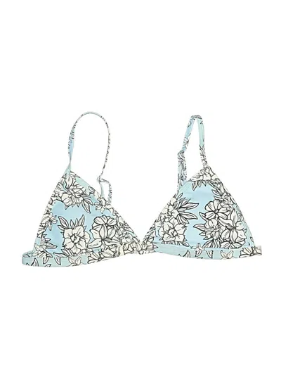 Pre-owned Shein Swimsuit Top Blue Floral Pattern Swimwear