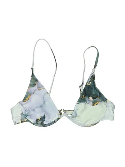 Pre-owned Shein Swimsuit Top Blue Print Pattern Swimwear