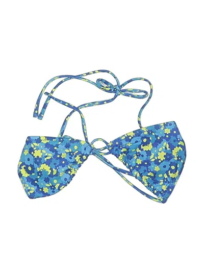 Pre-owned Shein Swimsuit Top Blue Print Pattern Swimwear