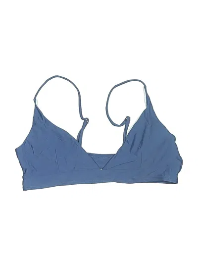 Pre-owned Shein Swimsuit Top Blue Solid Pattern Swimwear