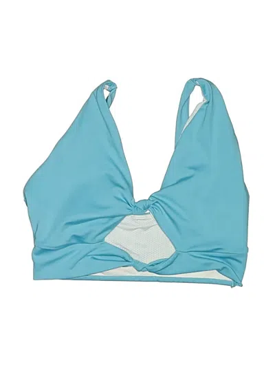 Pre-owned Shein Swimsuit Top Blue Solid Pattern Swimwear