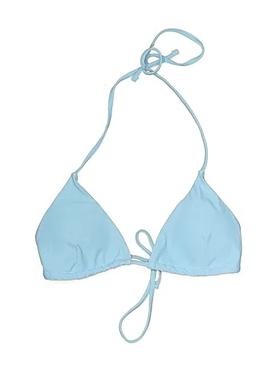 Pre-owned Shein Swimsuit Top Blue Solid Pattern Swimwear