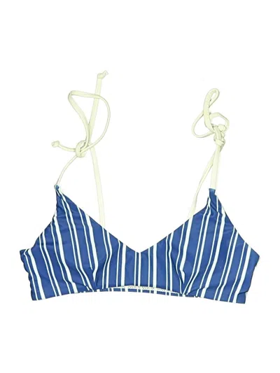 Pre-owned Shein Swimsuit Top Blue Stripes Pattern Swimwear
