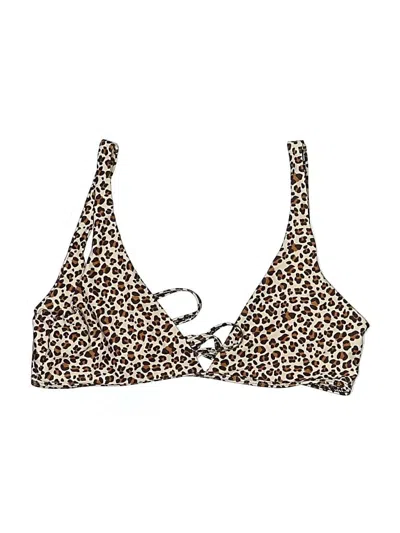Pre-owned Shein Swimsuit Top Brown Animal Print Pattern Swimwear