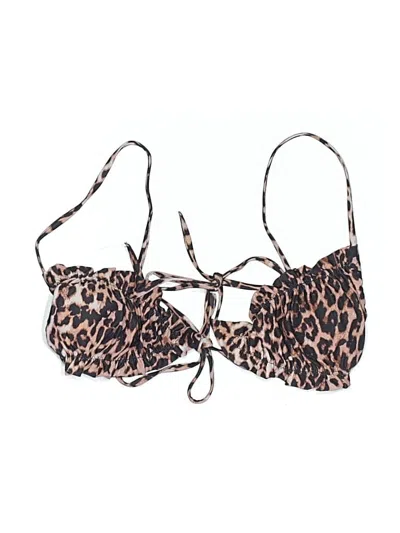 Pre-owned Shein Swimsuit Top Brown Animal Print Pattern Swimwear