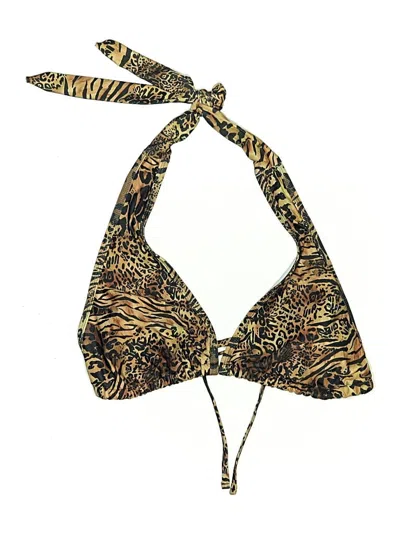 Pre-owned Shein Swimsuit Top Brown Animal Print Pattern Swimwear