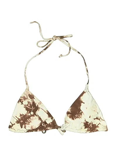 Pre-owned Shein Swimsuit Top Brown Camo Pattern Swimwear