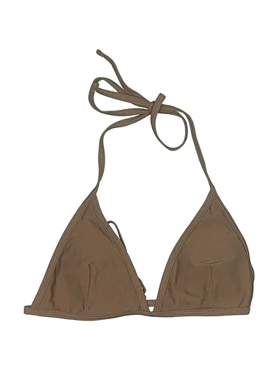 Pre-owned Shein Swimsuit Top Brown Solid Pattern Swimwear