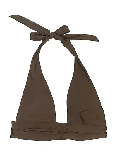 Pre-owned Shein Swimsuit Top Brown Solid Pattern Swimwear