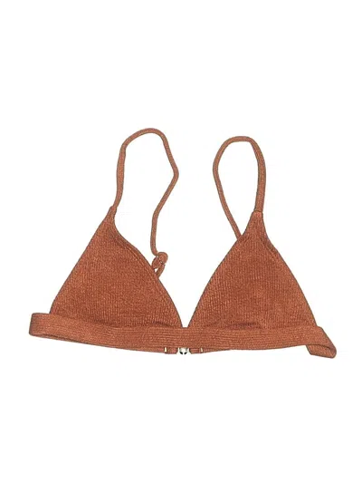 Pre-owned Shein Swimsuit Top Brown Tweed Pattern Swimwear