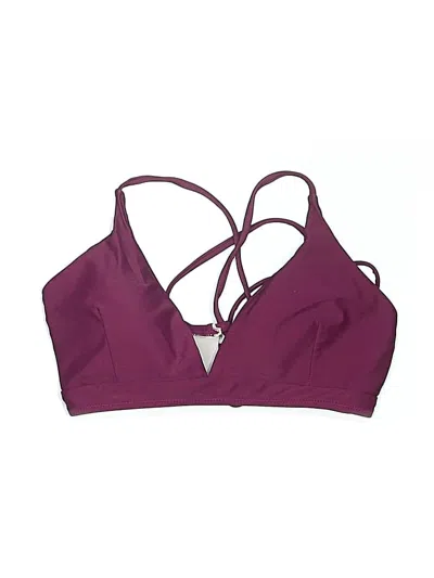 Pre-owned Shein Swimsuit Top Burgundy Solid Pattern Swimwear