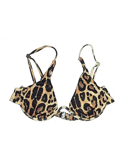 Pre-owned Shein Swimsuit Top Gold Animal Print Pattern Swimwear