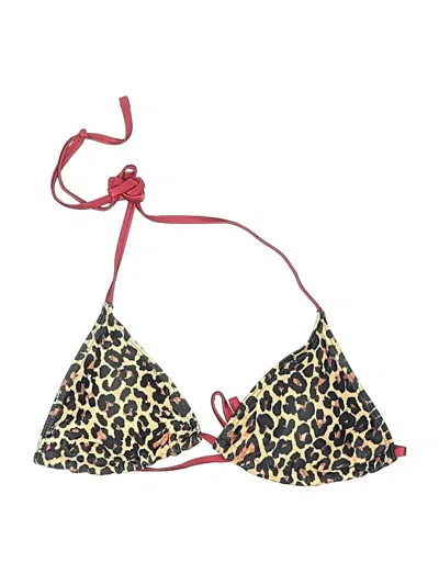 Pre-owned Shein Swimsuit Top Gold Animal Print Pattern Swimwear